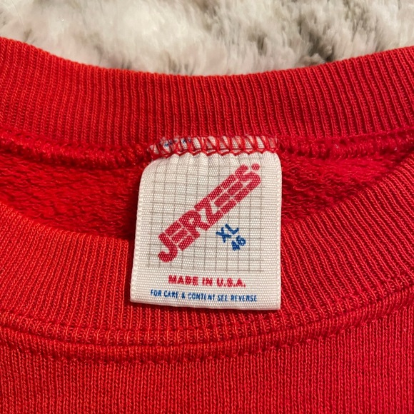 Vintage 80s Disney Mickey Mouse Red Crewneck Jerzees Pullover Sweatshirt - Picture 4 of 8